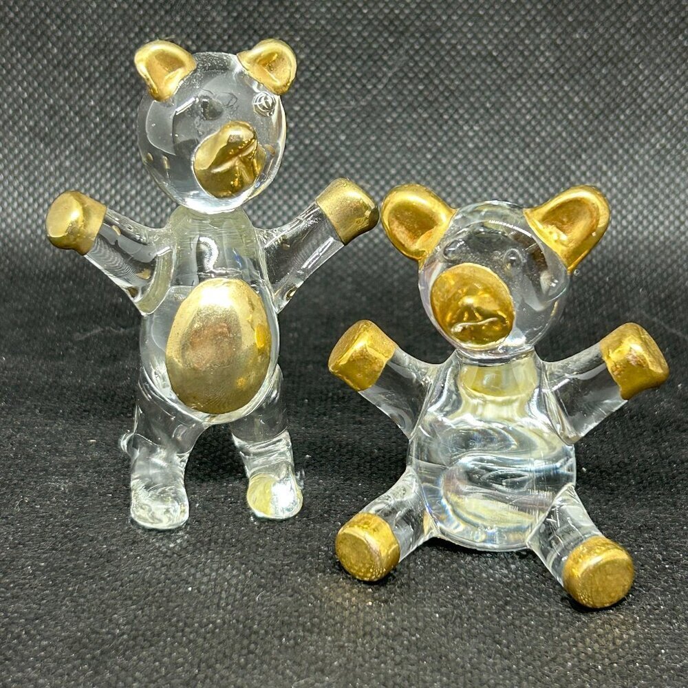 Prestige American Corporation art glass bear figurines set of 2